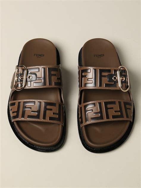 fendi leather flat sandals|Fendi sandals flat woman.